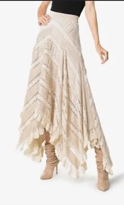 $1100 Zimmermann Cream Satin Lace Trimmed Maxi Skirt XSmall • $450