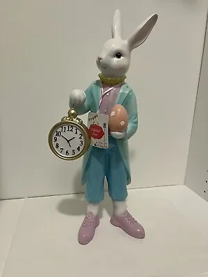 Easter Bunny Rabbit Clock Figure Decor 18”Whimsical Mad Hatter Easter Spring • $99.99