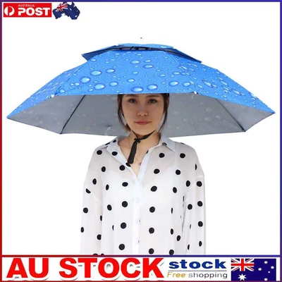 $18.79 • Buy Portable Rain Umbrella Hat Foldable Outdoor Sun Shade Head Cap (Dark Blue)