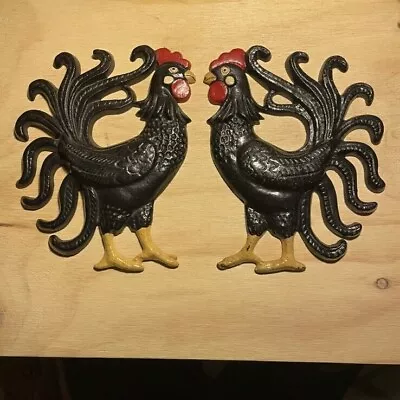 Vintage Cast Iron Rooster Wall Hanging  Country Farmhouse  Décor • $15