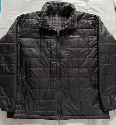 Columbia Half Life Mens XXL Black/Black Plaid Flannel Reversible Puffer Jacket • $15