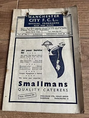 1948 Football Programme MANCHESTER CITY V PRESTON NORTH END • £5