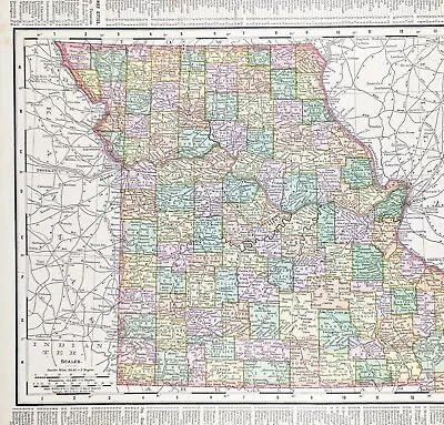 1895 MISSOURI Map St Louis ORIGINAL Jefferson City Perryville Counties Railroad • $17