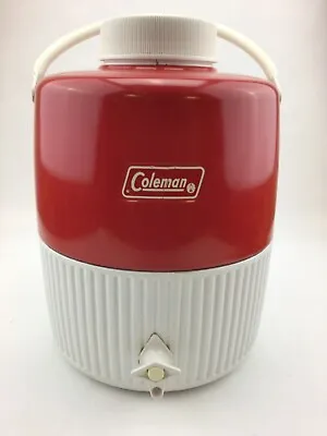 $26.95 • Buy Vintage Coleman 2 Gallon Jug Red Metal & Plastic Snow-Lite Cooler Cup & Box
