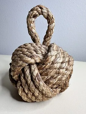 Large Nautical Jute Monkey Fist Rope Knot Doorstop Or Bookend • $25