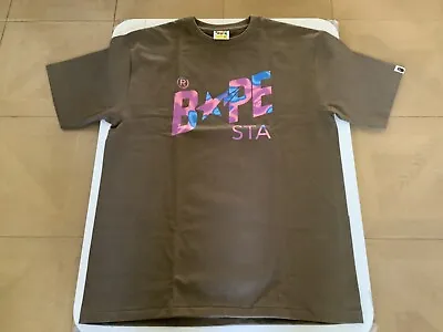 Auth A Bathing Ape Bape Liquid Camo Bape Sta Logo Tee T Shirt Brown XL Men’s New • $78