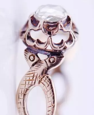 Antique Victorian Double Snakes Love Ladies Ring 14k Gold 0.5ct Diamond Boxed • $3518.67