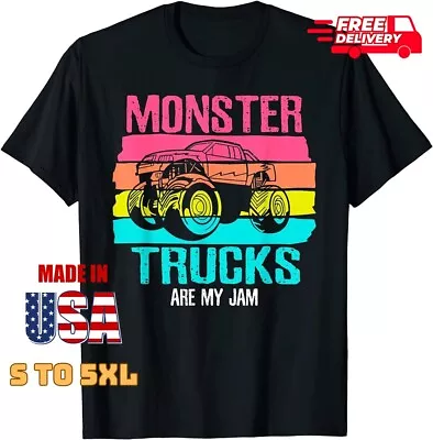 Monster Trucks Are My Jam Engines Truck Car Lovers Trucker T-shirt Freeship • $9.21