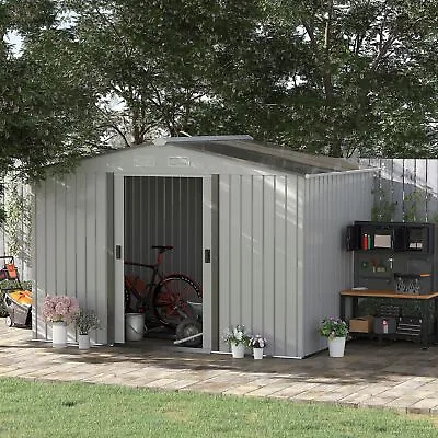 9'x6' Steel Outdoor Utility Storage Tool Shed Kit For Backyard Garden Silver • $384.99