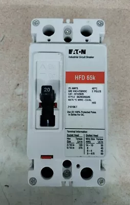 Eaton HFD2020 2 Pole 20 Amp 600 Volt Circuit Breaker CHIPPED • $219.99