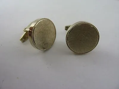 Vintage Men's Cufflinks: Textured Faded Gold Tone Round  • $6.29