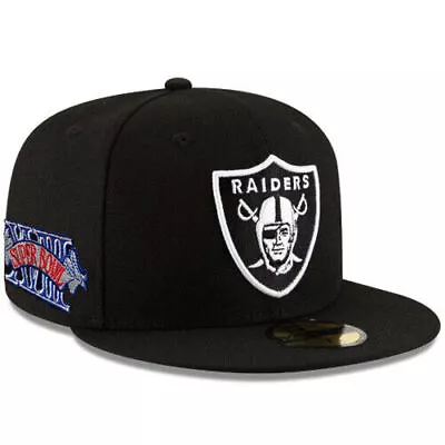 Raiders Fitted New Era 59Fifty Super Bowl XVIII Patch Black Cap Hat • $39.95