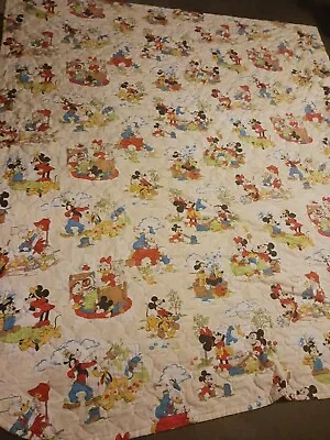 VTG Walt Disney Productions Bedding  Minnie Mickey Daisy Daffy Matching Curtains • £19.29