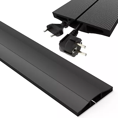 Black Floor Cable Protector | Rubber Wire Cover |  Lead Trip Bumper | Cable Tidy • £16.99