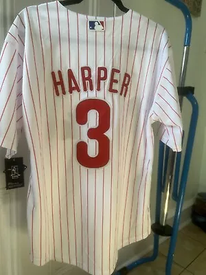 NWT   Philadelphia Phillies Bryce Harper MLB Jersey Size Small. White Stripe • $49.99