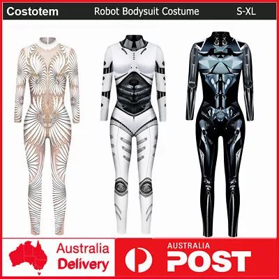 Robot Bodysuit Women's Long Sleeve Jumpsuit Masquerade Cosplay Costume Halloween • $31.89