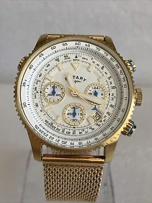 Rotary Men's Gold Plated Mesh Bracelet Chrono Watch GB03108/06. • £89.99