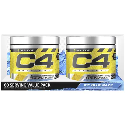 2 X 180g Cellucor C4 ID Series 60 Serve Pre Workout Supplement Icy Blue Razz USA • $48.27
