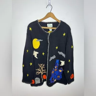 QUACKER FACTORY Halloween Theme Novelty Embroidered Button Down Cardigan Sweater • $55
