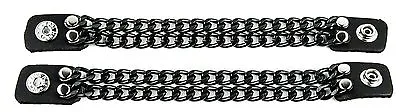 Vest Extender 2 Row Black Chain Biker MC Jacket Motorcycle Snap-2 Pc • $13.99