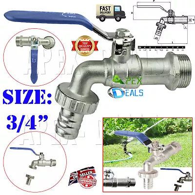 3/4  Garden Water Tap Lever Outside Valve Blue Handle Hose Plug Ball Type BSP UK • £6.89