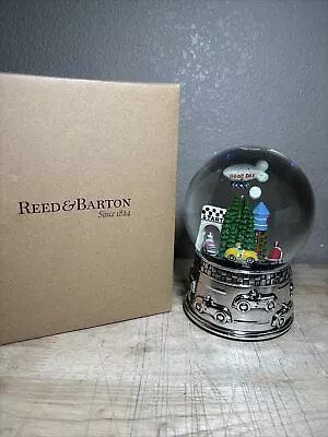 Reed & Barton Race Car Musical Snow Globe Glitter Blimp Rotates 6.5”x5” EUC • $24.99