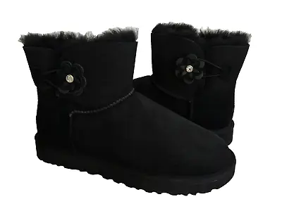 Ugg Mini Bailey Petal Bling Black Crystal Boot Us 10 / Eu 41 /  Uk 8.5 • $129