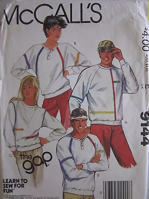 VINTAGE McCalls Pattern 9144 UNISEX Stretch Knit Tops • $6.99