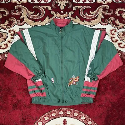 Vintage NBA Seattle Super Sonics Starter Warm Up Track Jacket Size XL Green Red • $245