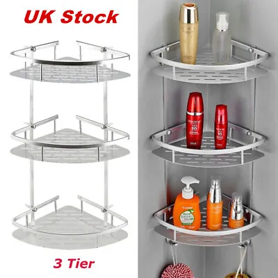 £9.99 • Buy 3Tier Corner Shower Caddy Bathroom Storage Shelf Rack Basket Organiser Tidy Tray
