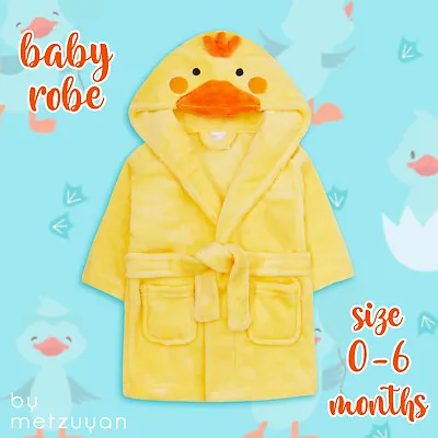 Newborn Baby Dressing Gown 0-3 Months 3-6 Months Duck Animal Hood Bath Robe NEW • £12.99