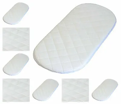 Pram Mattress Quilted Moses Basket / Soft & Breathable Oval Shaped All UK Sizes • £13.95