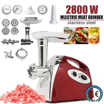 Electric Meat Grinder Mincer Sausage Maker Filler Kitchen Mincing Machine 2800W • £49.97