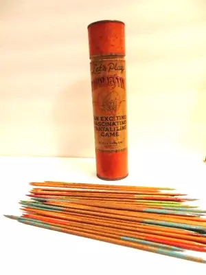 Vintage  Let's Play Fiddlestix  Game Can W/ Wooden Sticks (Plaza Mfg Co) • $4.99