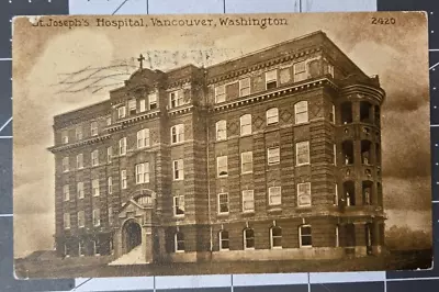 Vintage 1918 B&W St Josephs Hospital Vancouver Washington Postcard • $4.29