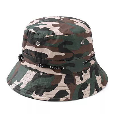 Mens Womens Adjustable Bucket Hat Sun Hats Summer Canvas Caps Packable Windproof • £5.95