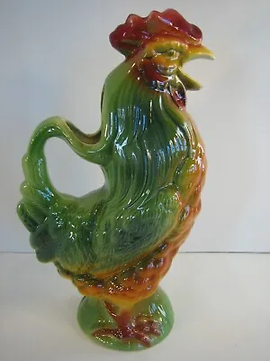 French Majolica Pottery Saint Clement France Rooster Pitcher Signed St Clement • $74.95