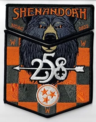 Boy Scout OA 258 Shenandoah Lodge 2022 NOAC Orange & Gray Background Flap Set • $75