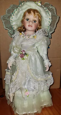 Victorian Style Elegant Bisque Doll  W/feathered Hat & Purse 40cm/15  • $20