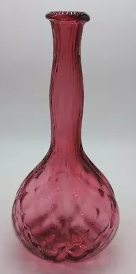 Vintage Lattice Pattern Melon Sided Cranberry Barber Bottle 8-1/2  Applied Lip • $59.99