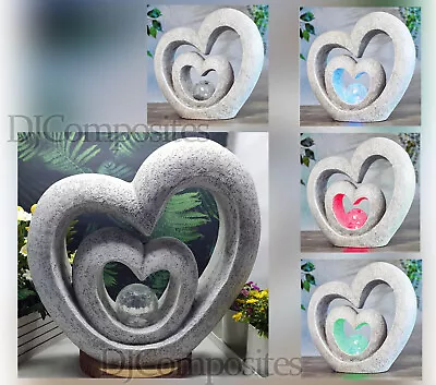 Garden Solar LED Light Crackle Ball Colour Changing Hearts Sculpture 40cm • £42.89