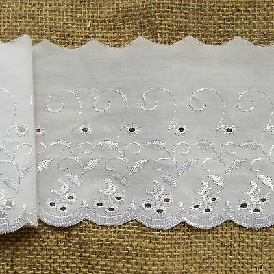  Laces Galore  Quality 4  Ivory Cream Broderie Anglaise  Embroidery Trim 4   • £2.40