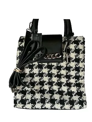 Christian Lacroix Tote Crossbody Houndstooth Black/White Noemie NWT $138 • $27.20