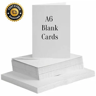 WHITE BLANK CARDS & ENVELOPES CARD MAKING A6 MAKE GREETING ART CRAFT Christmas • £4.99