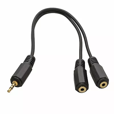 2.5mm Stereo Audio Jack Splitter Y Adapter Cable Lead Plug To 2 Socket Gold 20cm • £3.50