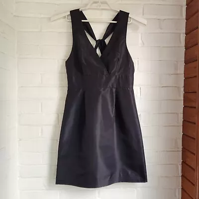 J Crew Silk Taffeta Dress Strappy Sleeveless Party Dress Black LBD Size 6 • $26.97