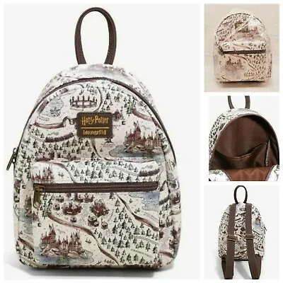 Loungefly Harry Potter School Grounds Hogwarts Mini Backpack Map Pattern NWT New • $99.95