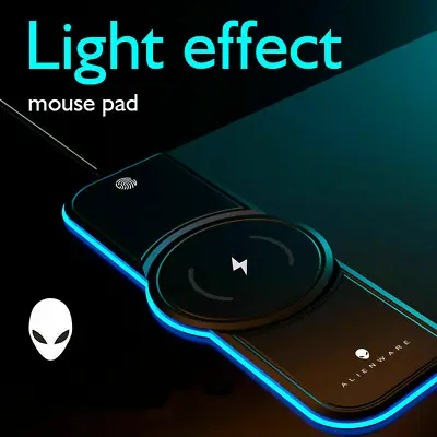 $68 • Buy ALIENWARE LED RGB Mouse Pad Keyboard 15W Qi Wireless Phone Charging Desk