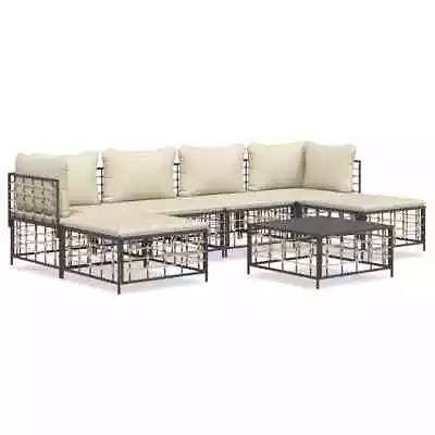 VidaXL 7 Piece Garden Lounge Set With Cushions Anthracite Poly Rattan • $852.77