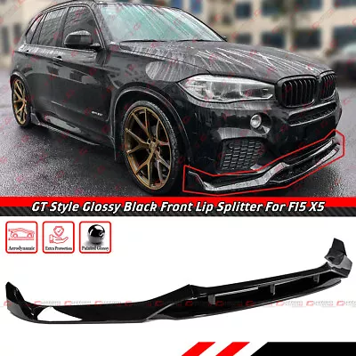 For 2015-2018 BMW X5 F15 M Sport GT Style Glossy Black Front Bumper Lip Splitter • $132.99